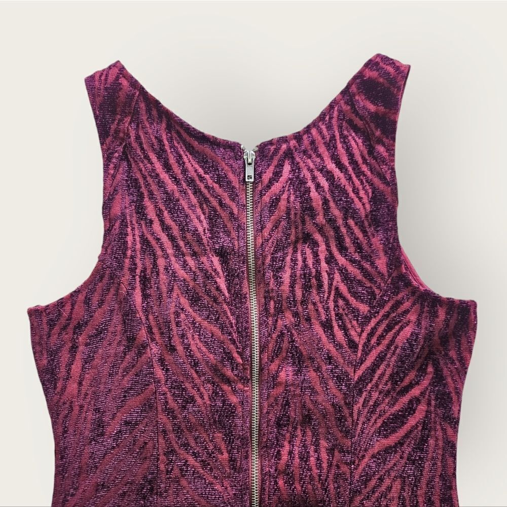 Free People Chenille Zebra Print Drop Waist Pleated Mini Dress in Mulberry 6 - Picture 7 of 12